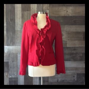 INC International Concepts red blazer jacket large feminine formal holiday party